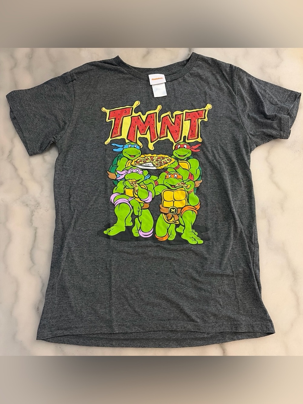 Nickelodeon TMNT Pizza Graphic Tee - Gray with Green